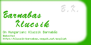 barnabas klucsik business card